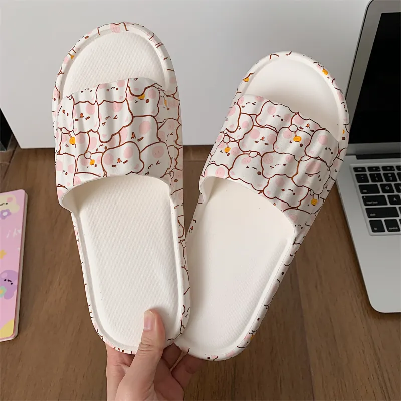 Thin Strips Slippers Women's, White-1