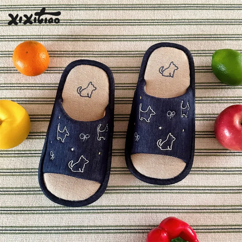 Thin Strips Slippers Women's Deep Blue-1