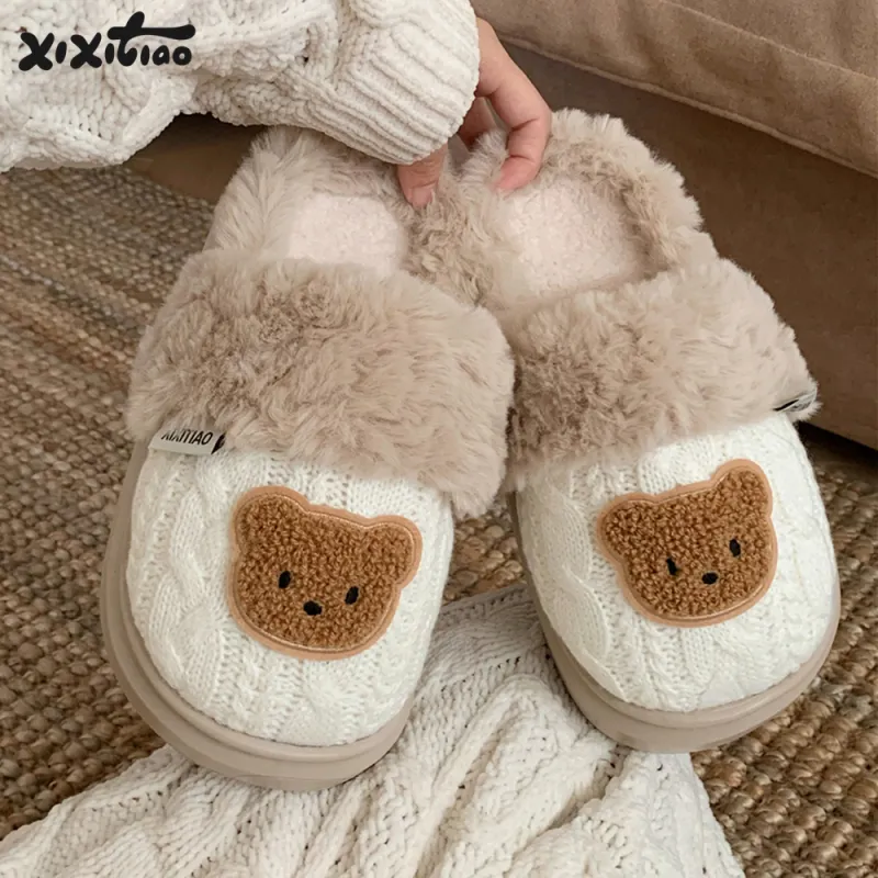 Thin Strips Cotton Slippers, Home Slippers Women's Khaki-8