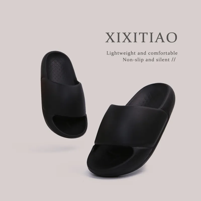 Thin Strips Slippers Unisex, White-6