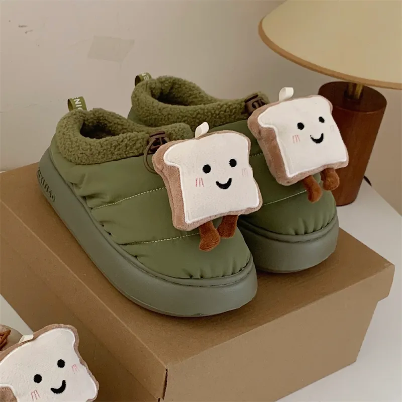 Thin Strips Cotton Slippers Unisex, White-11
