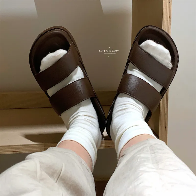 Thin Strips Slippers Unisex, Ecru-16