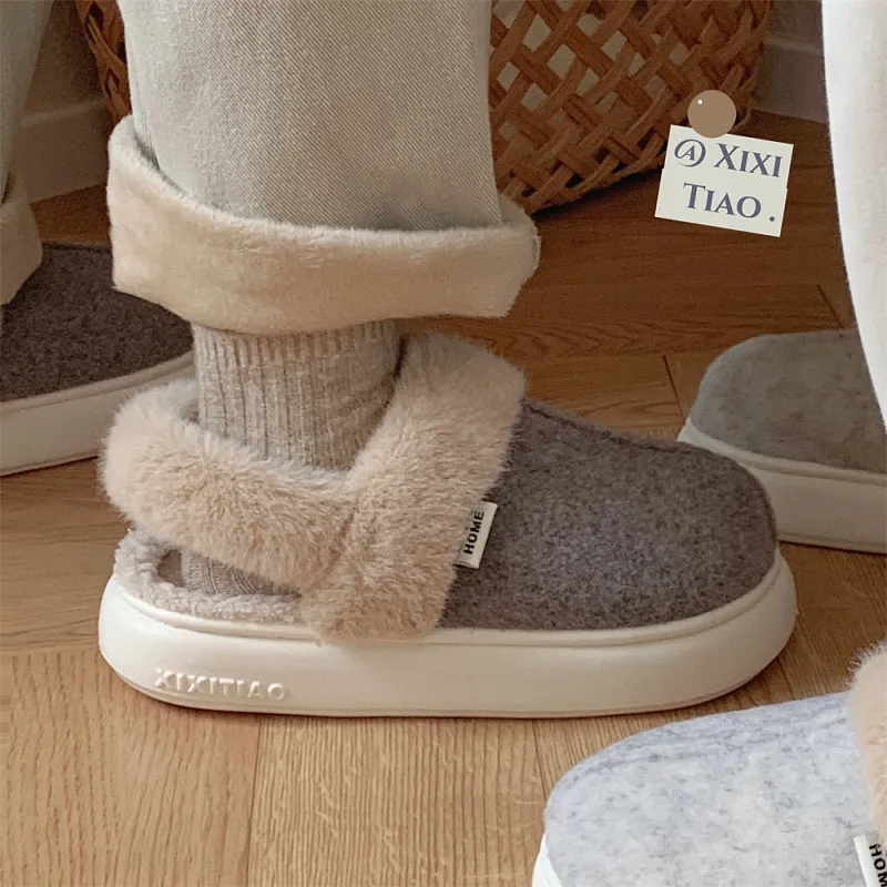 Thin Strips Cotton Slippers Unisex, Brown-13