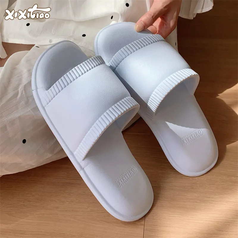 Thin Strips Sandal Slippers Unisex, Cream White-14