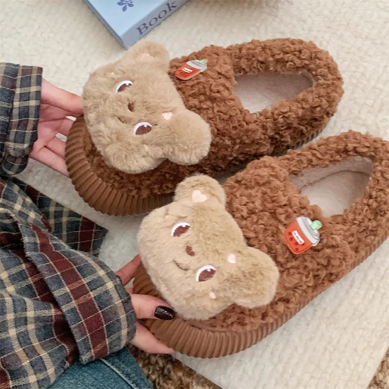Thin Strips Cotton Slippers Women's Khaki-14