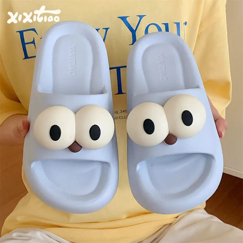 Thin Strips Slippers Unisex, Distant Sky Blue-1