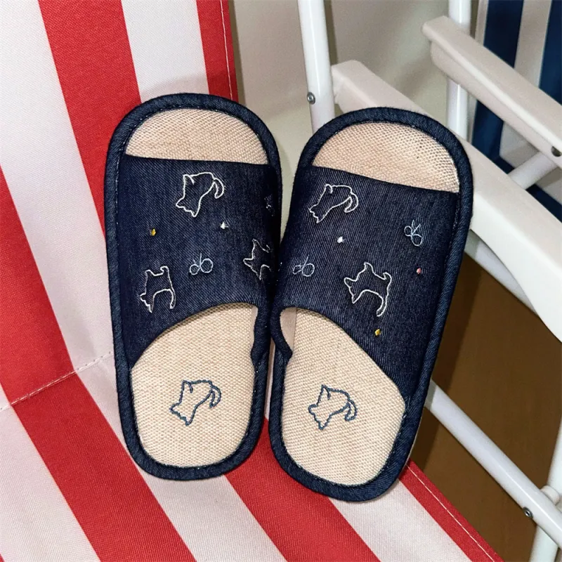 Thin Strips Slippers Women's Deep Blue-5