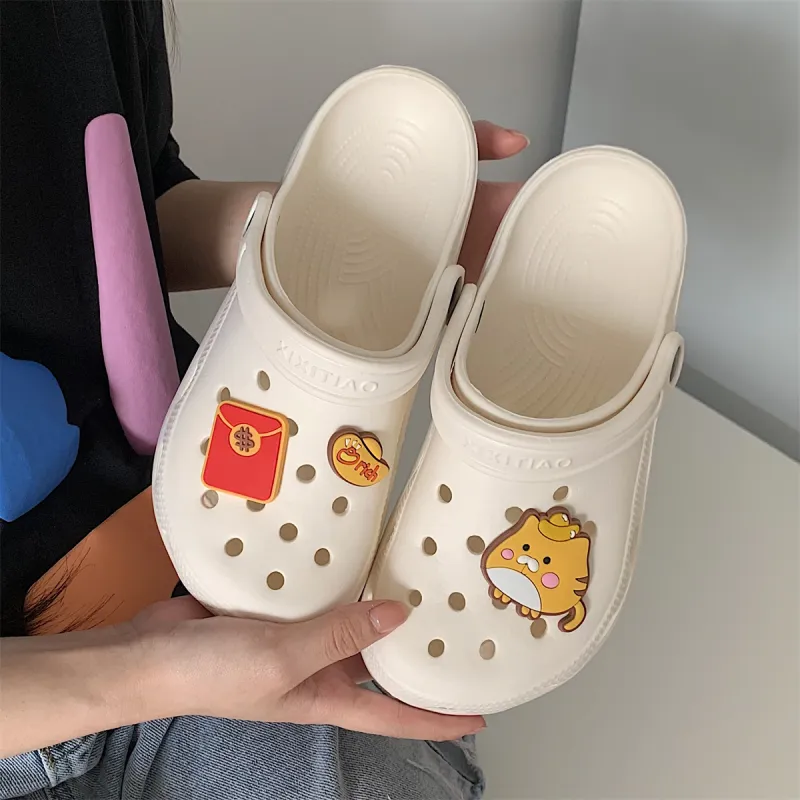 Thin Strips Slippers Unisex, White-1