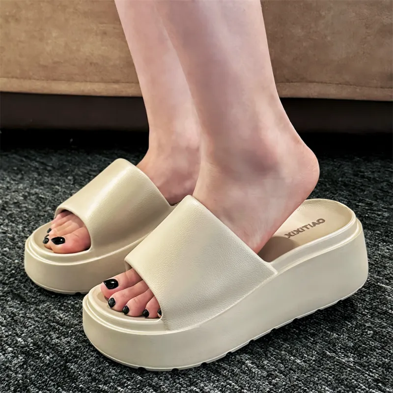 Thin Strips Slippers Women's, White-26