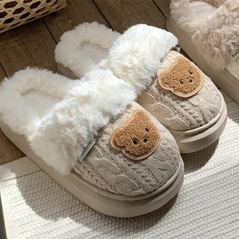 Thin Strips Cotton Slippers, Home Slippers Women's Khaki-4