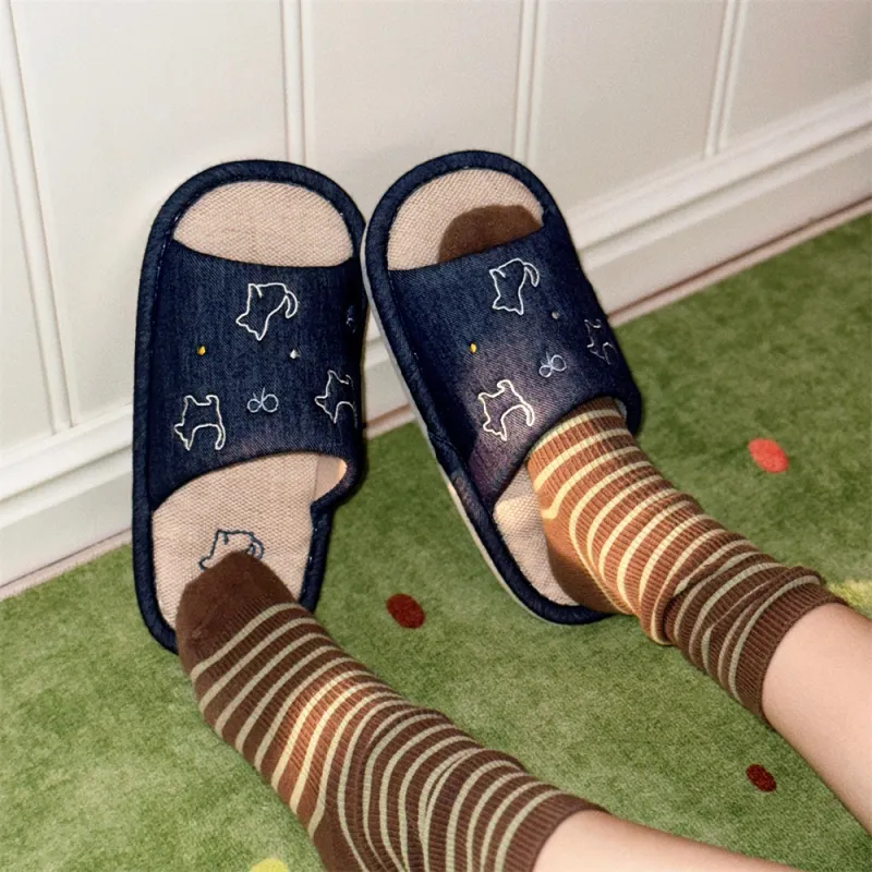 Thin Strips Slippers Women's Deep Blue-4
