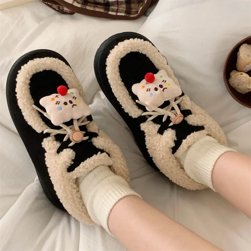 Thin Strips Cotton Slippers Women's, Black-2