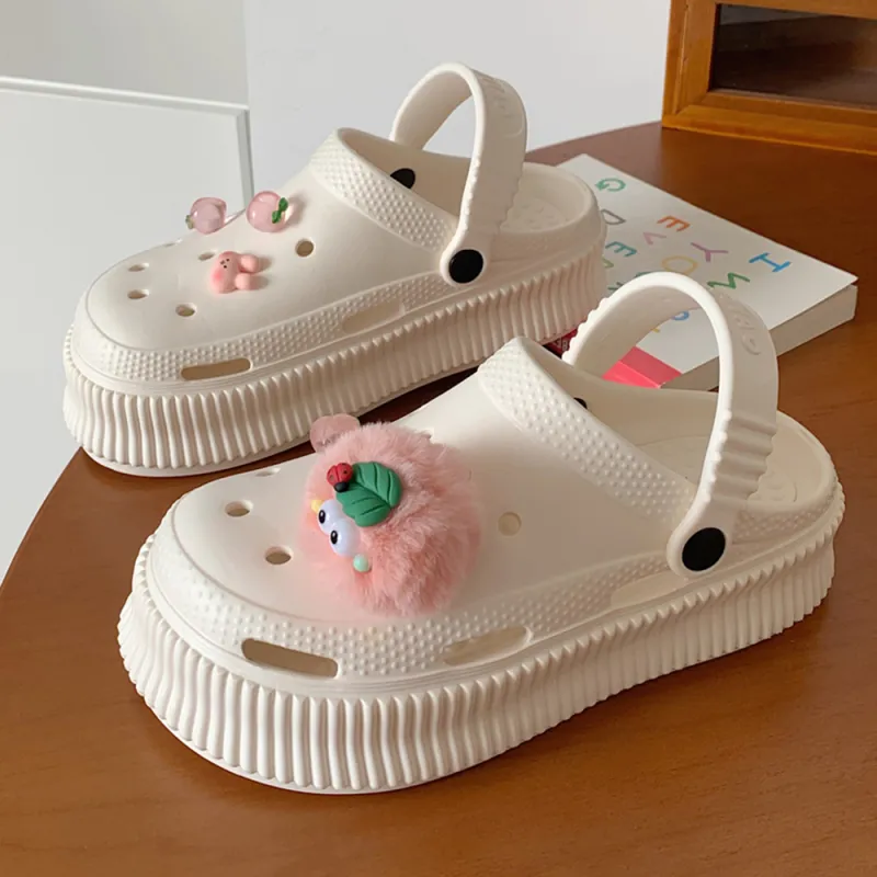 Thin Strips Slippers Milk White-10