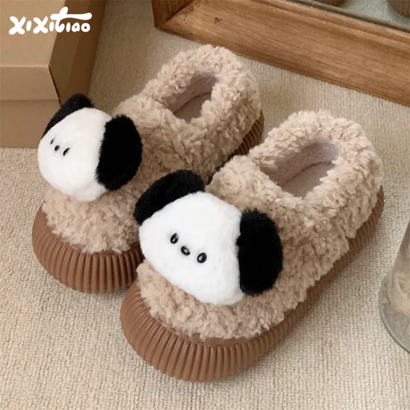 Thin Strips Cotton Slippers Women's, White-7