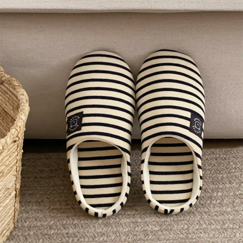 Thin Strips Indoor Slippers Unisex, Red-4