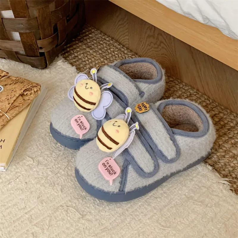 Thin Strips Cotton Slippers Women's, Light Brown, Home Slippers-11