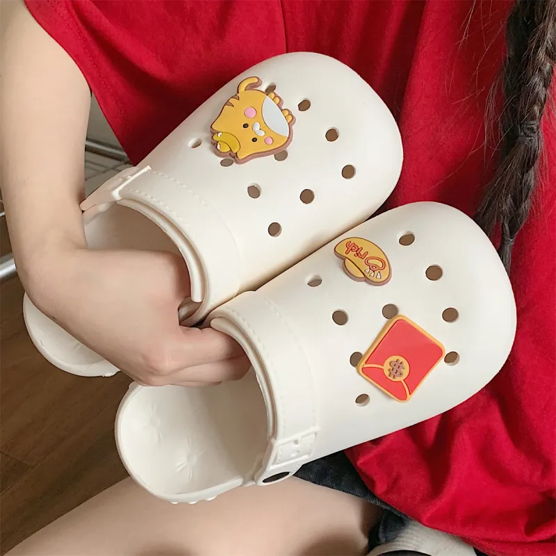 Thin Strips Slippers Unisex, White-3