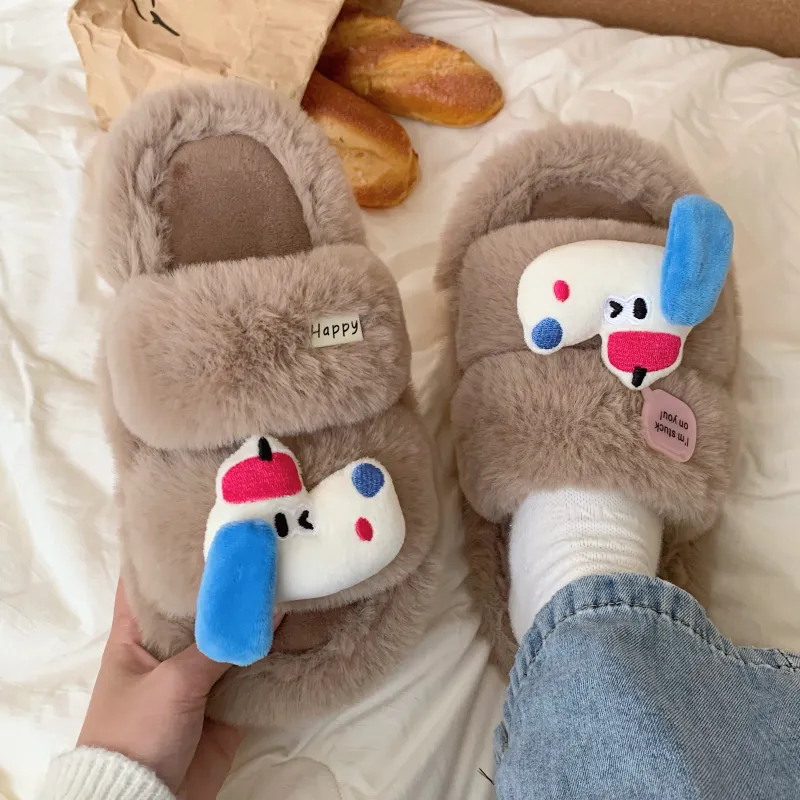Thin Strips Cotton Slippers Women's, White-10