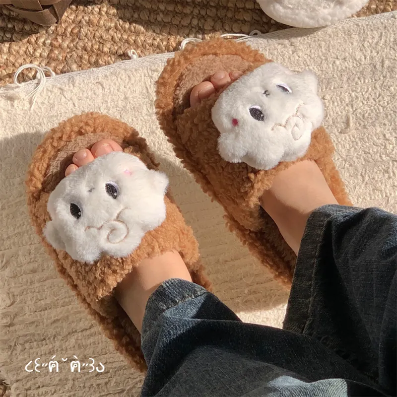 Thin Strips Cotton Slippers Women's-11