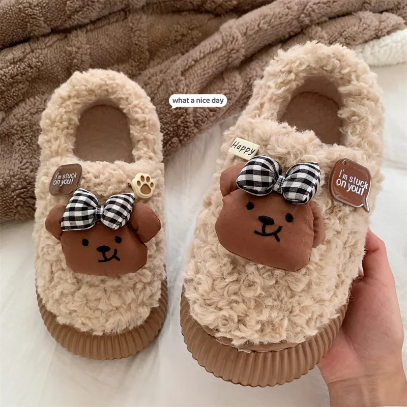 Thin Strips Cotton Slippers Women's, White-8