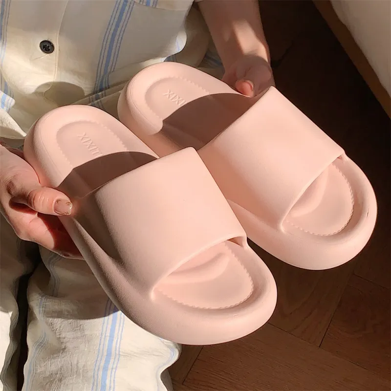 Thin Strips Slippers Unisex, White-13