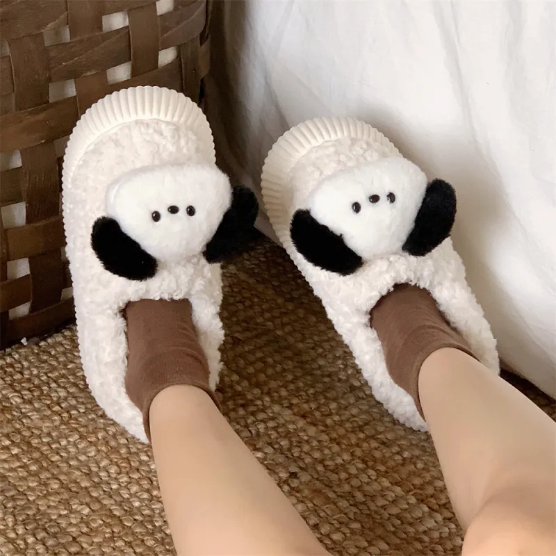 Thin Strips Cotton Slippers Women's, White-4