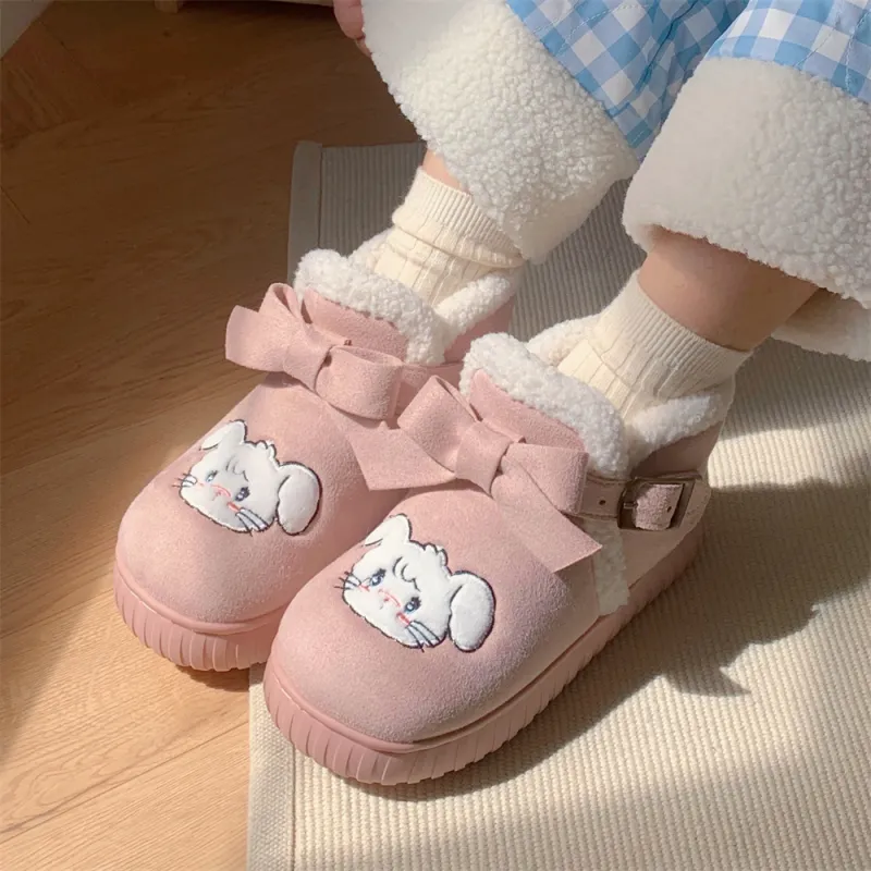 Thin Strips Cotton Slippers Women's, Pink-3