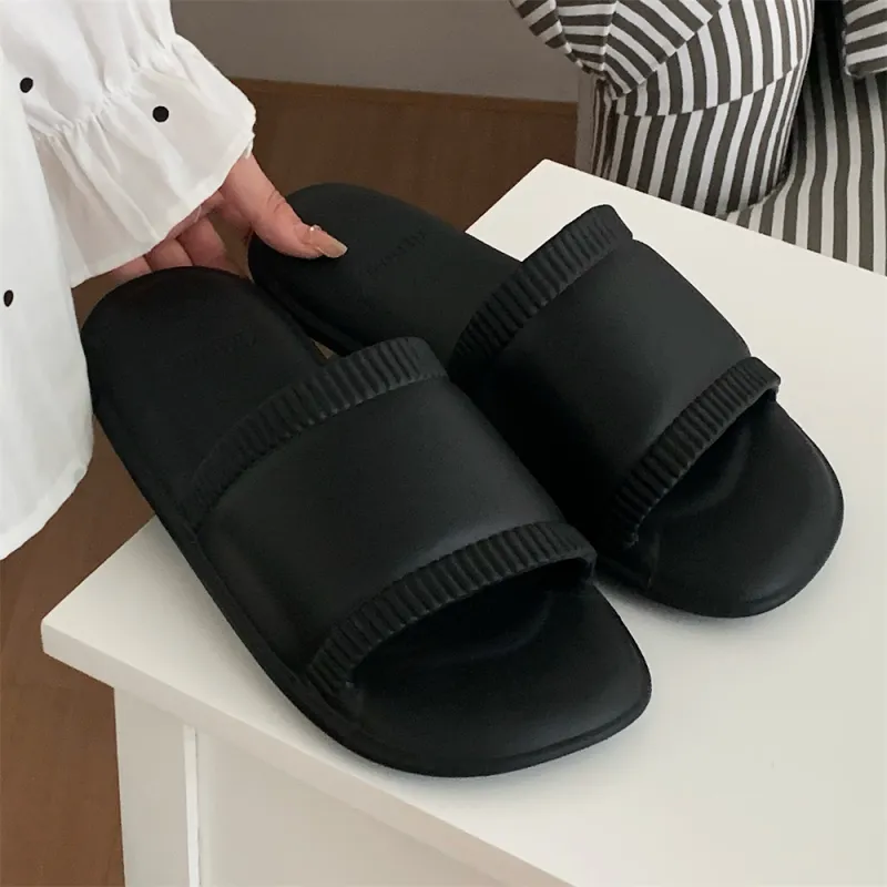 Thin Strips Sandal Slippers Unisex, Cream White-21