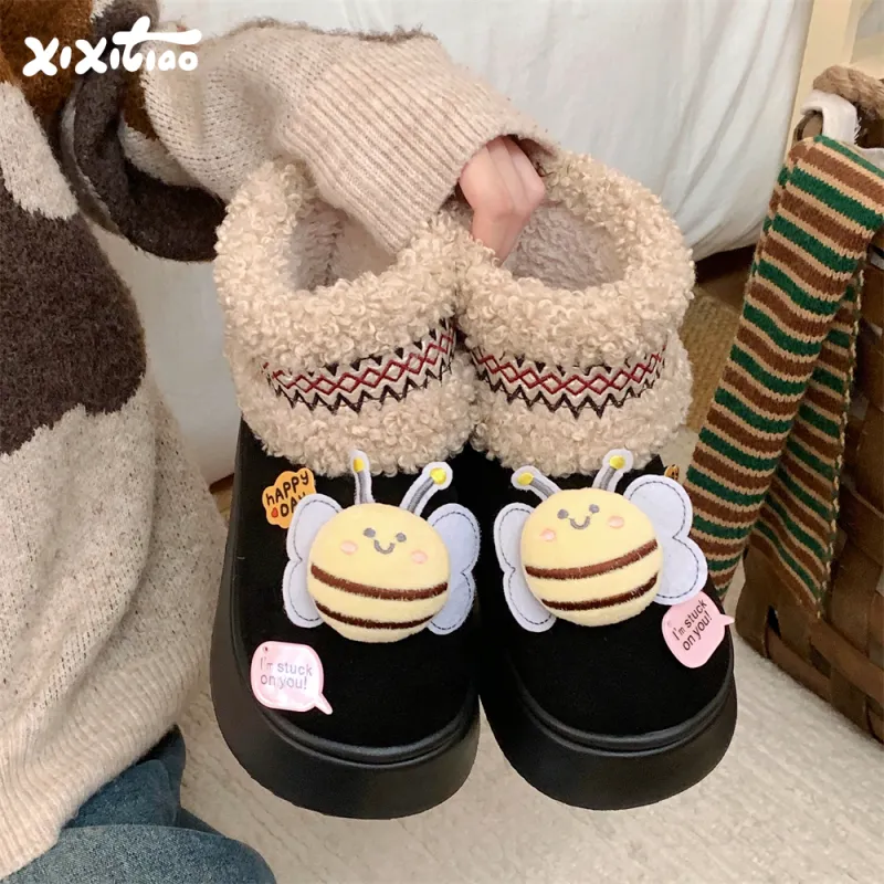 Thin Strips Cotton Slippers Women's-19