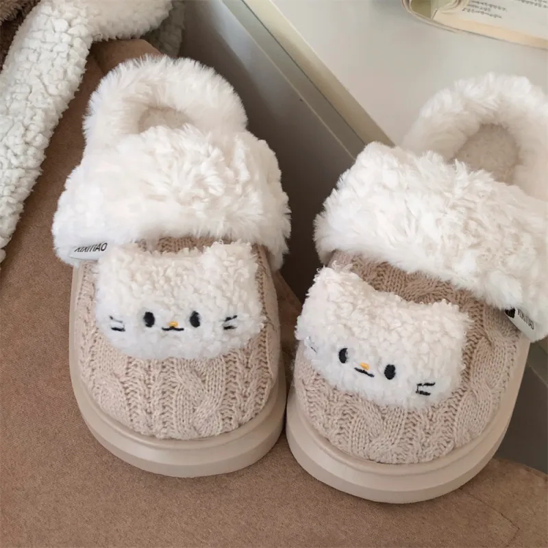 Thin Strips Cotton Slippers, Home Slippers Women's, White-12