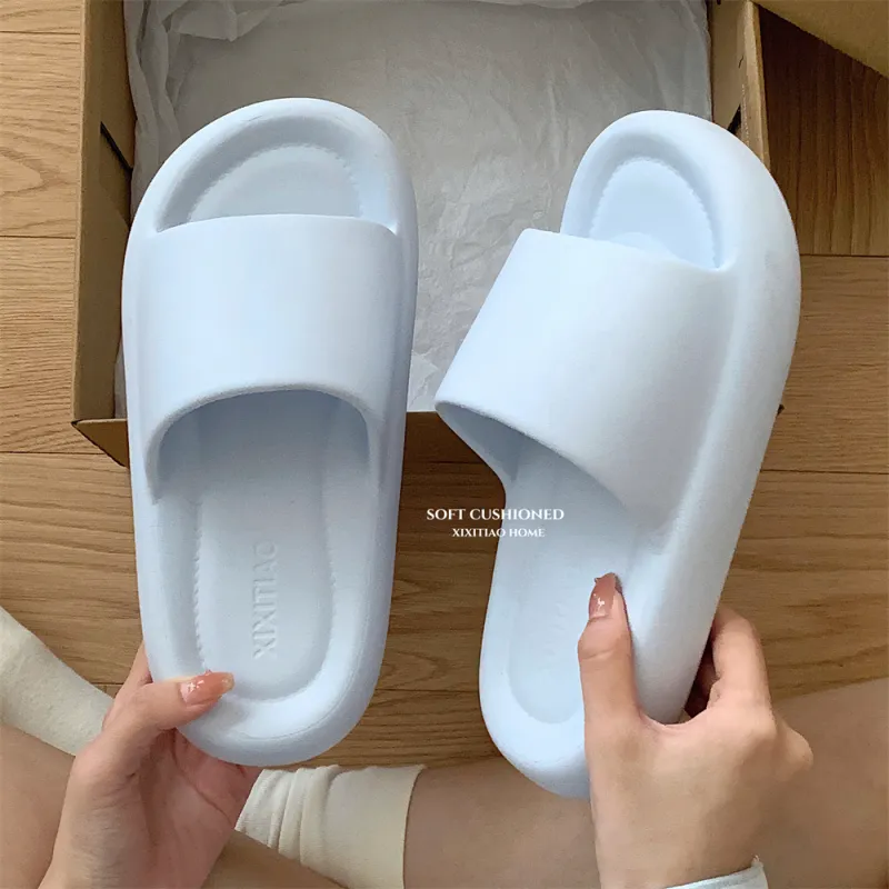 Thin Strips Slippers Unisex, White-30