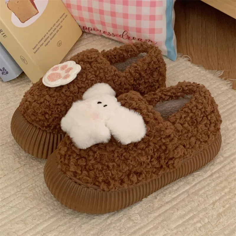 Thin Strips Cotton Slippers Women's, White-11