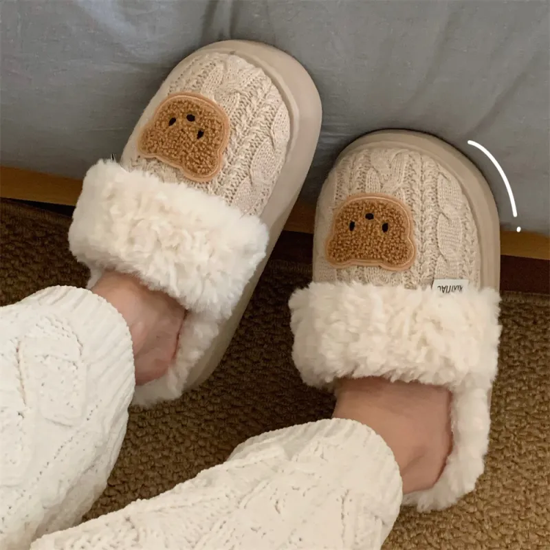 Thin Strips Cotton Slippers, Home Slippers Women's Khaki-5