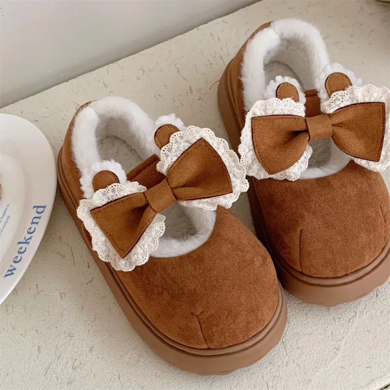 Thin Strips Cotton Slippers Women's, Brown-2