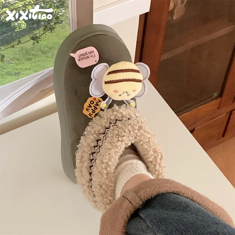 Thin Strips Cotton Slippers Women's-1