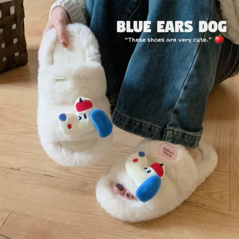 Thin Strips Cotton Slippers Women's, White-3