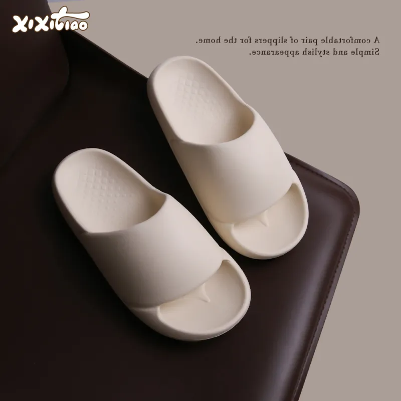 Thin Strips Slippers Unisex, White-2