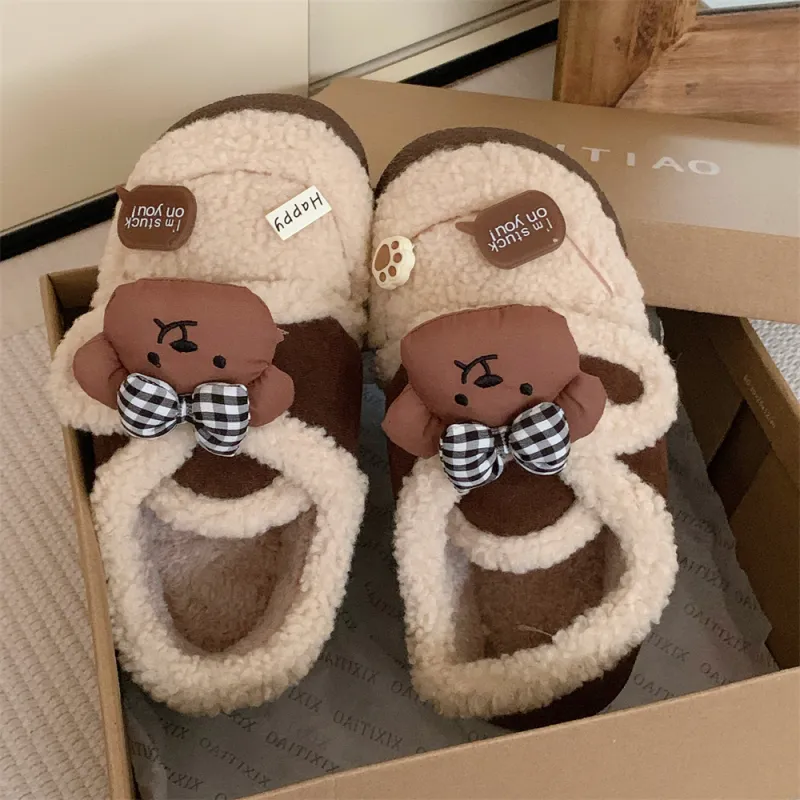 Thin Strips Cotton Slippers Women's, Light Brown-8