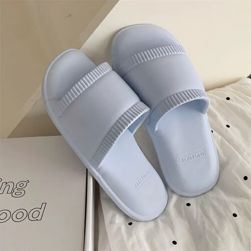 Thin Strips Sandal Slippers Unisex, Cream White-18
