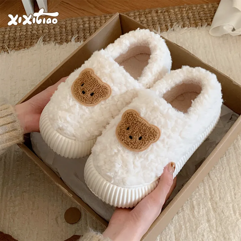 Thin Strips Cotton Slippers Women's, Brown-8
