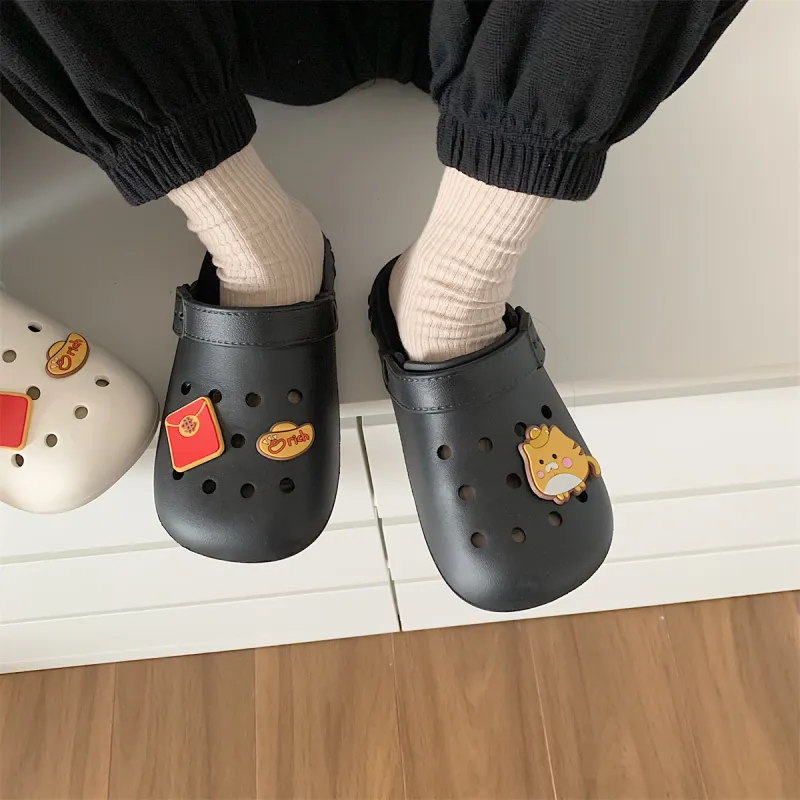 Thin Strips Slippers Unisex, White-7