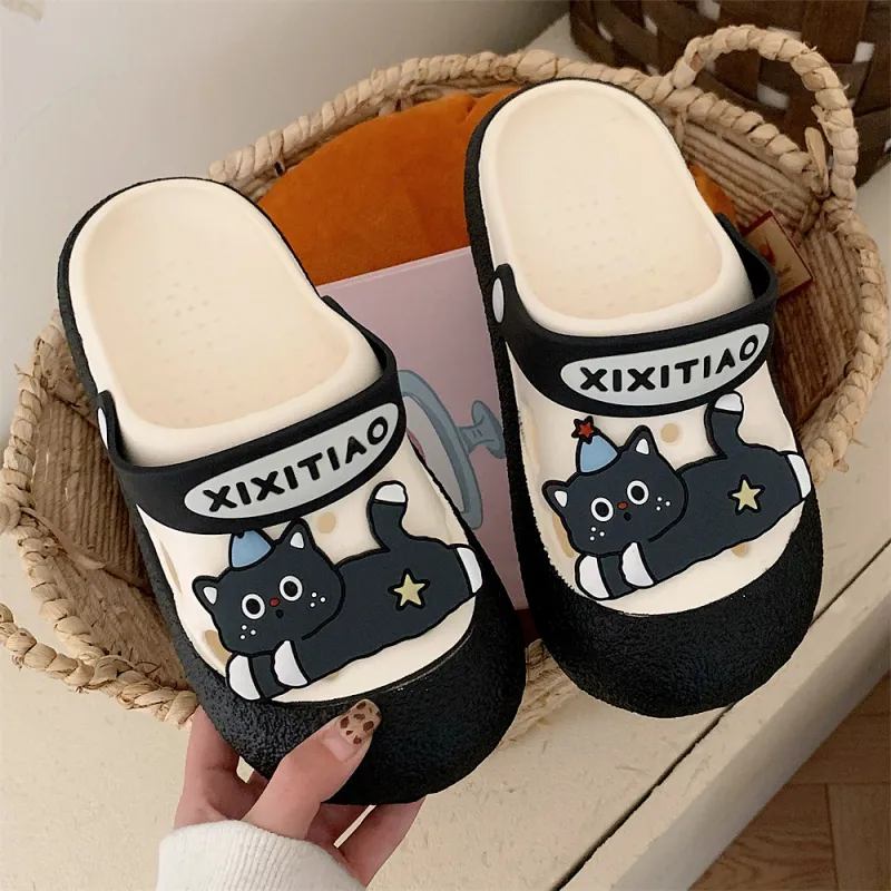 Thin Strips Slippers Women's, White Black-3
