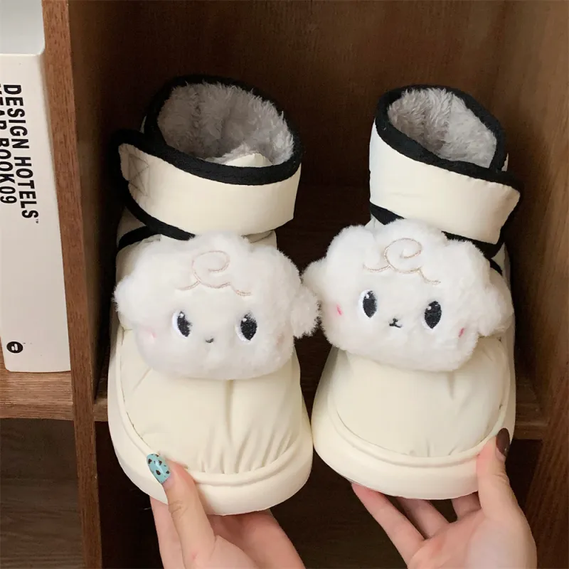 Thin Strips Cotton Slippers Unisex, White-3