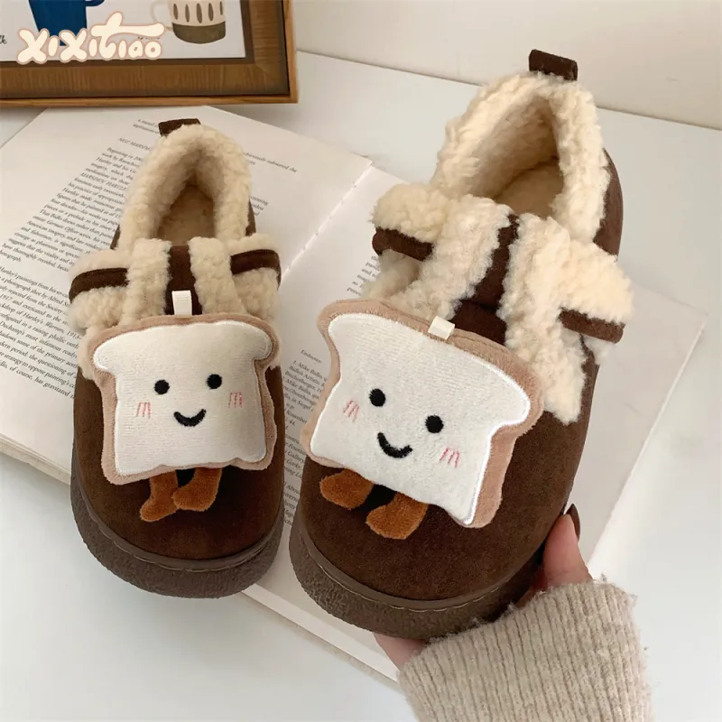Thin Strips Cotton Slippers Women's, Dark Coffee-1