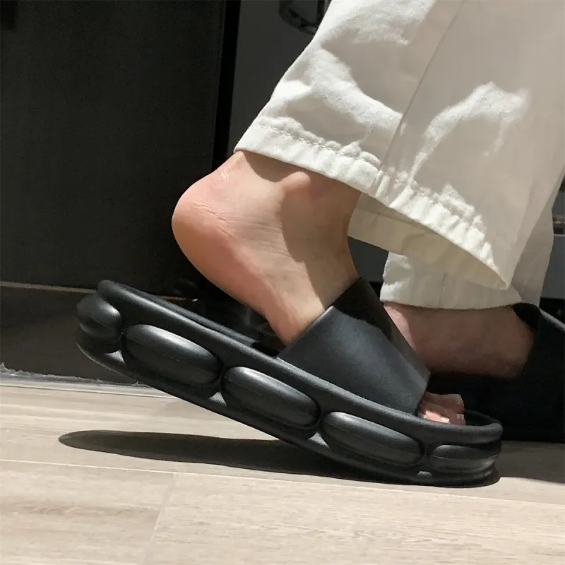 Thin Strips Slippers Women's, Black-5