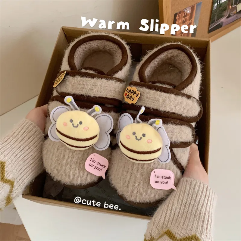 Thin Strips Cotton Slippers Women's, Light Brown, Home Slippers-13