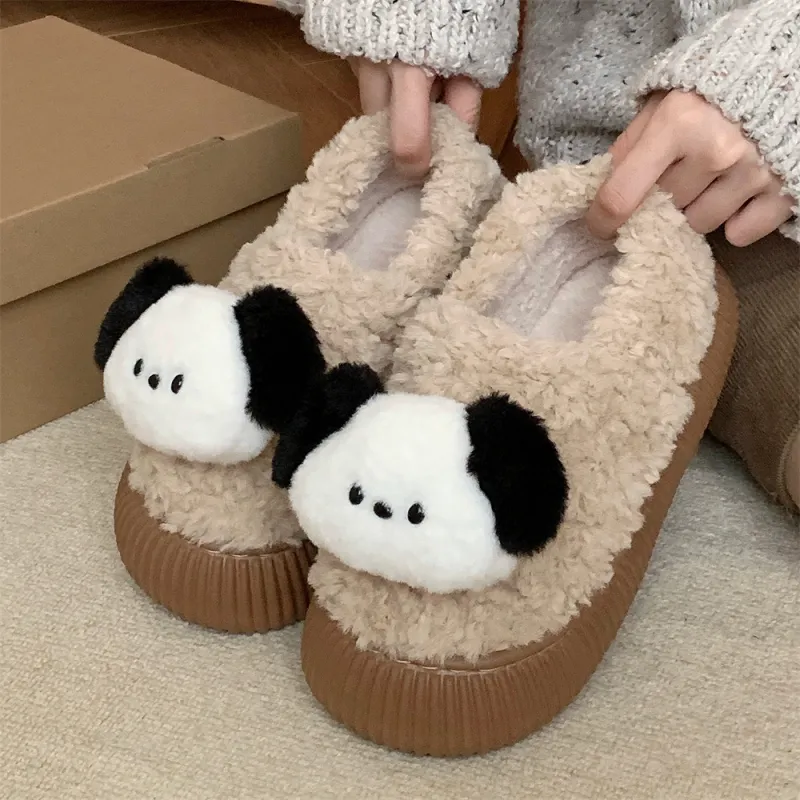 Thin Strips Cotton Slippers Women's, White-9