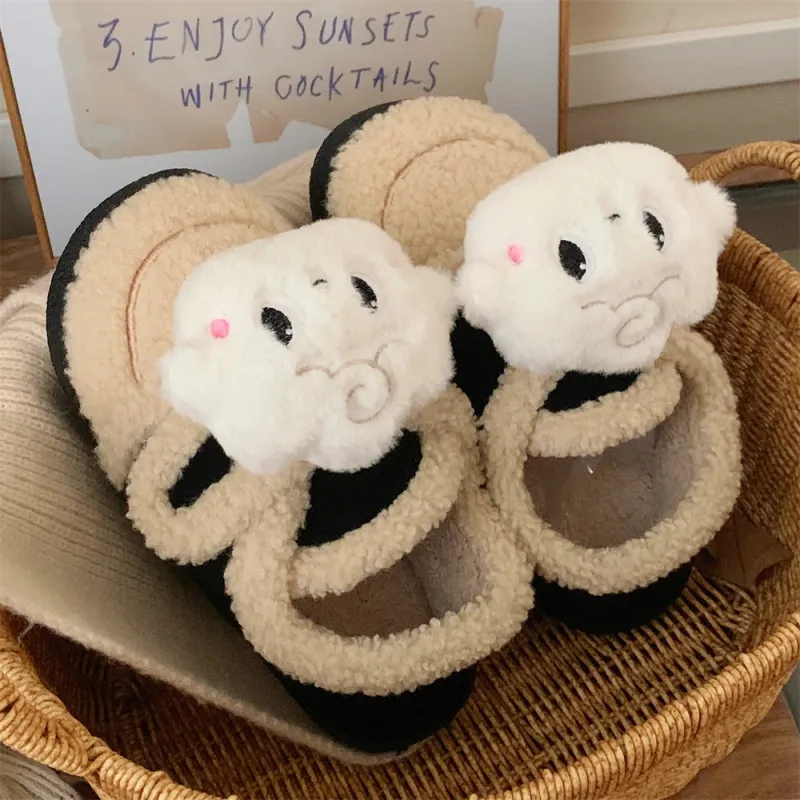 Thin Strips Cotton Home Slippers Women's, Light Brown-15