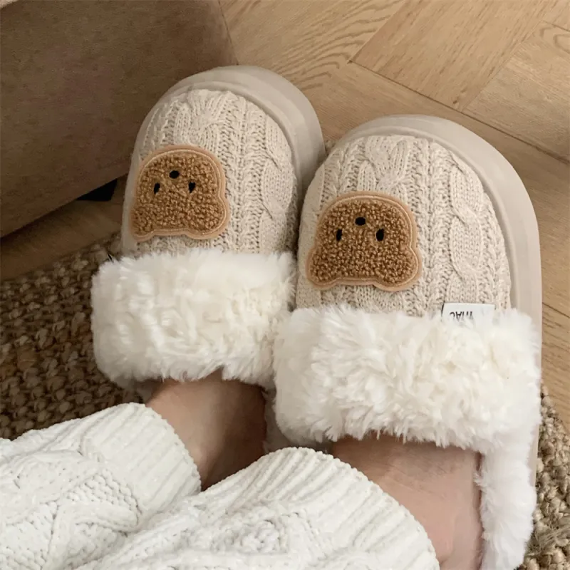 Thin Strips Cotton Slippers, Home Slippers Women's Khaki-3