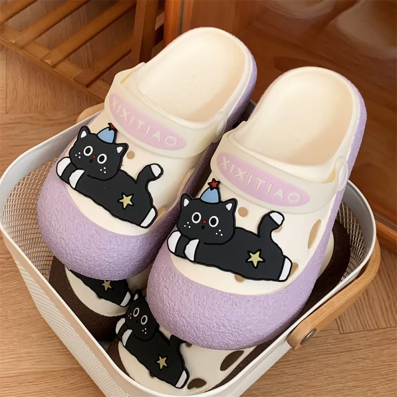 Thin Strips Slippers Women's, White Black-15